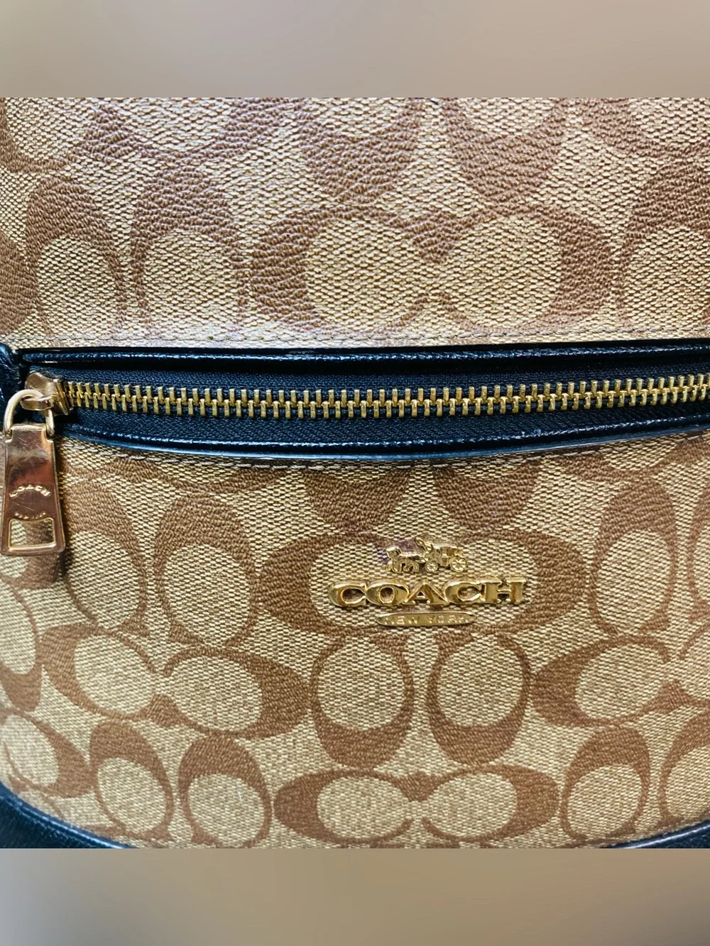 Coach Kenley Women's Backpack Signature Canvas - Khaki/Black